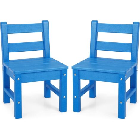 COSTWAY Lot de 2 Chaises pour Enfants en Plastique PE - 34 x 33 x 57 cm (L x l x H) Bleu