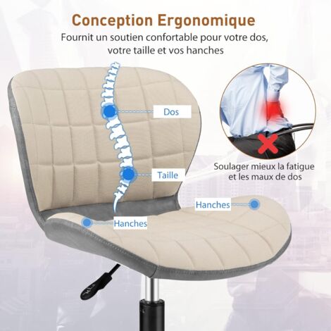 COSTWAY Chaise De Bureau à Roulette Pivotant Réglable En Hauteur ...