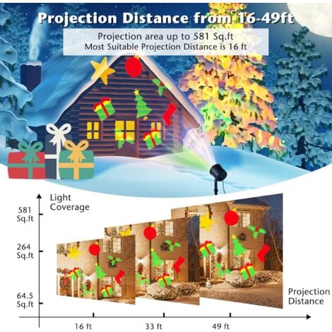 COSTWAY Projecteur LED Noël 15 m Distance de Projection 5 Lumières LED 8  Modèles Étanches IP44