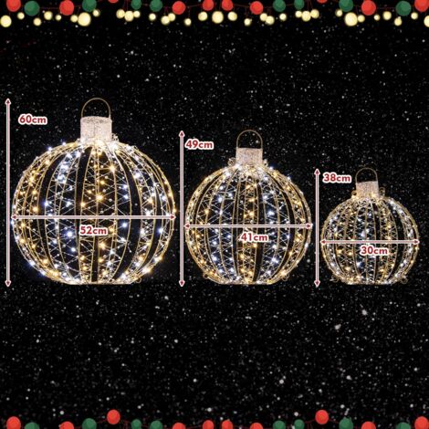 Sphere Lumineuse Extérieure Noël Pliable - Boule Lumineuse Métal LED Pour Jardin, Arbre Et Fêtes