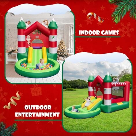 COSTWAY Château Gonflable pour Enfants 3-10 ans sur Thème de Noël