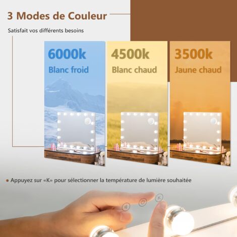 BEAUTME Miroir Maquillage Hollywood Double Lampe LED Grand Miroir