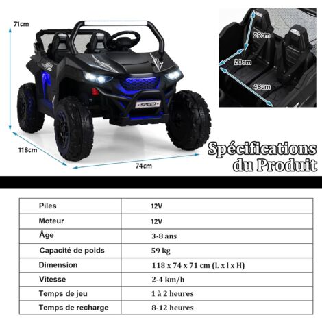 COSTWAY Voiture électrique 12 v pour enfants - f1 racing- 2 à 5 kmh- télécommande, musique, lumières - enfants de 3 à 7 ans - jaune pas cher