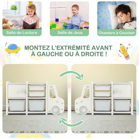Meuble De Rangement Enfant – 2 Bacs, 2 Tiroirs, 1 Placard – 110 X 32 Cm (multicolore)