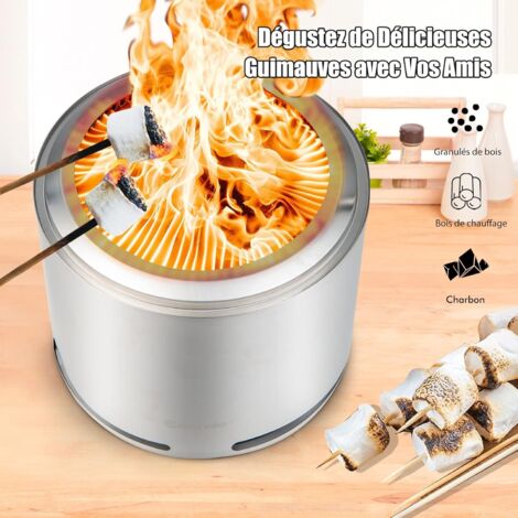 Brasero De Table Portable Sans Fumée En Acier Inoxydable - Pour Intérieur/extérieur, Camping, Jardin, Décoration - 2