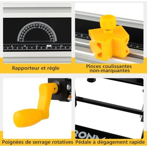 Etabli-étau pliable grand format - Plan de travail : 610 x 384 mm - 2  hauteurs - Charges maximales : 160 kg - Structure en acier et mâchoires en  bambou