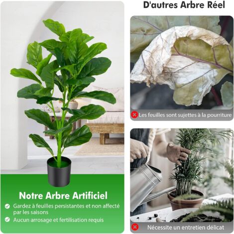Lot De 2 Oliviers Artificiels 185 Cm – 1296 Feuilles En Soie + 72 Olives, Ultra Réaliste Avec Pot Ciment Pour Salon, Jardin, Bureau