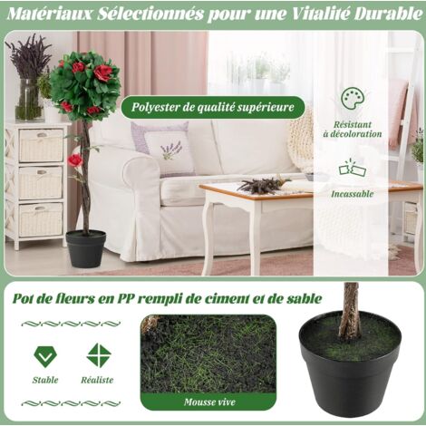 Cerisier Artificiel Décoratif Avec Pot En Ciment - 170 Cm, Fleurs En Tissu Réalistes, Sans Entretien - 9