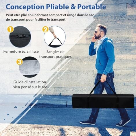 COSTWAY Tonnelle de Jardin Instantanée Pliable 3x3m/Tente de Jardin 3 Hauteurs Réglable Sac avec Sangles Anti-UV 50+ Imperméable pour Marché Patio Camping Blanc
