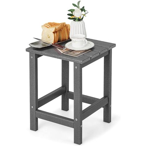 COSTWAY Table d’Appoint Extérieure en HDPE Résistante aux Intempéries Charge 100KG, Table Basse de Jardin Carrée Design Adirondack, pour Patio Terrasse Cour 36 x 36 x 47 cm, Gris (1/5)