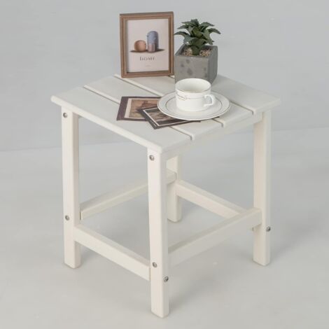 COSTWAY Table d’Appoint Extérieure en HDPE Résistante aux Intempéries Charge 100KG, Table Basse de Jardin Carrée Design Adirondack, pour Patio Terrasse Cour 36 x 36 x 47 cm, Blanc (1/5)