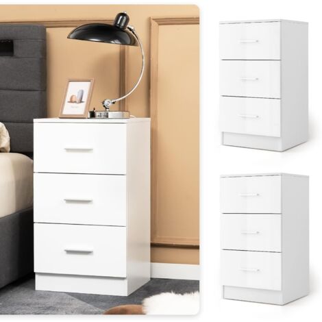 COSTWAY Caisson de Bureau Meuble de Rangement avec 3 Tiroirs pour Feuilles A4, Lettre,Dossiers et Documents 37 x 34 x 66,5 CM Blanc