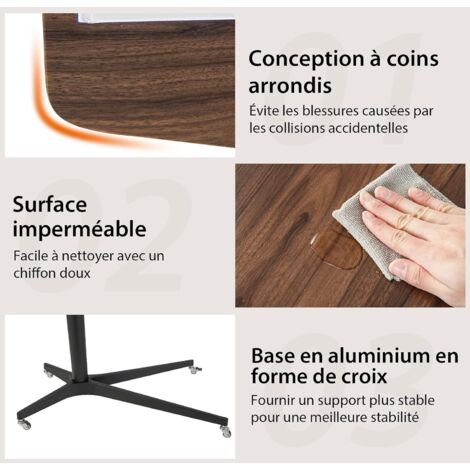 Bureau Assis-debout COSTWAY - Plateau Inclinable 90°, Hauteur Réglable 70-105cm, Roulettes, Crochet Et Porte-gobelet