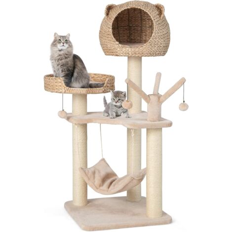 Costway – Arbre à chat 121 cm – 5 niveaux avec hamac et boules – Niche et poteaux en sisal – Centre d'activités pour chats (1/5)