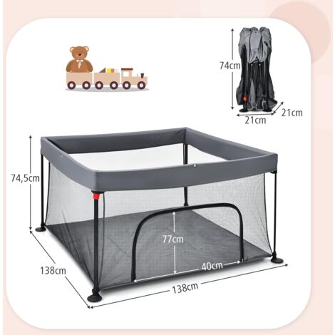 COSTWAY Parc Bébé XL 188 x 157 x 69 cm avec Tapis XPE Pliable,Panier de  Basket, 2 Filets de Football,4 Anneaux de Traction Gris - Cdiscount  Puériculture & Eveil bébé