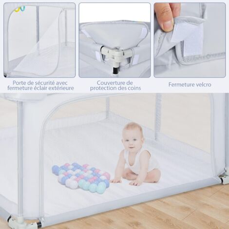 Parc Bébé Avec 50 Balles – Tissu Oxford, 120x120x66cm – Aire De Jeu Sécurisée – Facile à Déplacer