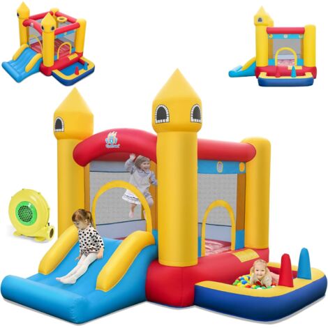 Costway – Château gonflable 6 en 1 avec souffleur 480W – Dimensions 306 x 288 x 239 cm – 90 kg max – Toboggan, piscine à balles, panier de basket – 3-10 ans
