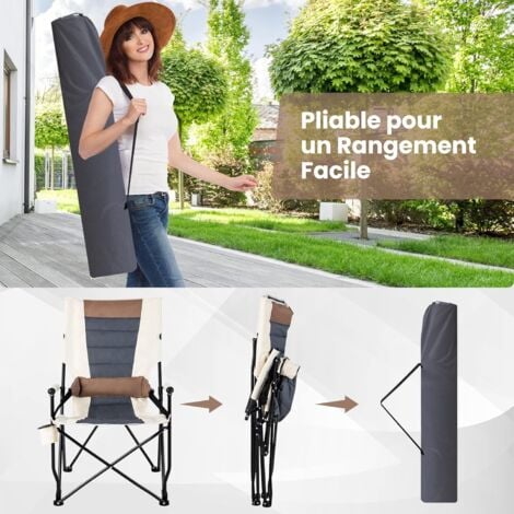 COSTWAY Chaise Pliante Camping à Bascule, Chaise De Jardin
