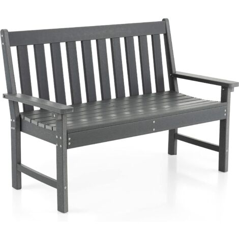 COSTWAY Banc de Jardin Exterieur en HDPE, Banc Extérieur Jardin 2 Places avec Dossier et Accoudoirs, Charge 320 KG, pour Parc, Cour, Plage, 132x65x91cm (1/5)