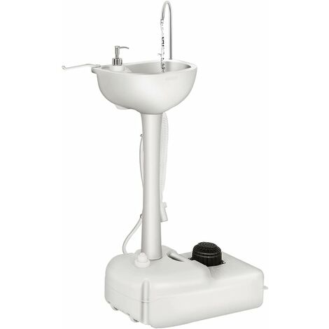 Costway – Évier de camping portable avec réservoir d'eau 17L – Distributeur de savon 2,5L – Pompe à pied mains libres – Support de lavage des mains roulant (1/5)