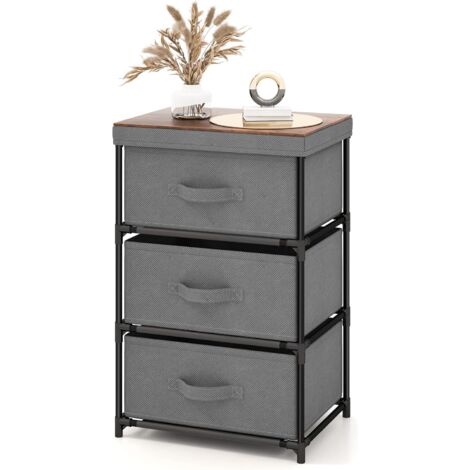 Costway – Commode 3 tiroirs en tissu – Cadre en métal – Rangement pour chambre – Dimensions 40 x 30 x 62 cm – Tiroirs pliables et résistants (1/5)