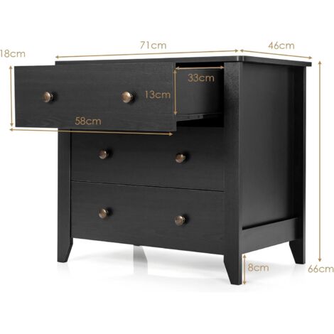 Commode 4 Tiroirs En Tissu COSTWAY - 42x33,5x84,5 Cm - Noir - Pour Chambre, Entrée, Rangement Adulte/Enfant