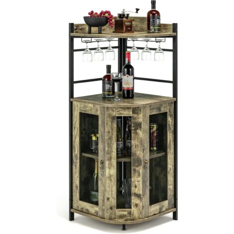 Costway – Buffet cuisine industriel avec étagère d'angle réglable – Placard à porte en maille métallique – Dimensions 48x48x130 cm – Kit anti-basculement inclus (1/5)