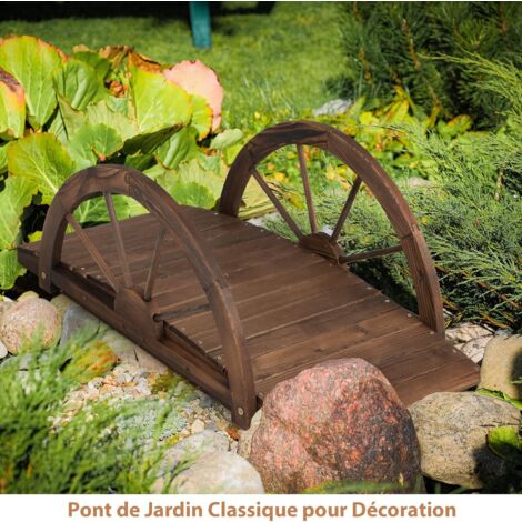 Pont De Jardin En Bois Massif épicéa 150x67x56 Cm – Garde-corps Intégré – Charge Max 180 Kg – Pour étang, Ruisseau, Décoration - 10
