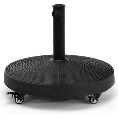Costway – Pied de parasol sur roulettes 23kg – Base en résine résistante aux intempéries – Compatible mâts 38/48mm – Roues pivotantes 360°