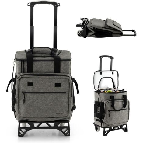 Chariot de Courses Pliable à 2 Roues, Caddie à roulettes 40L(Gris foncé) (1/5)