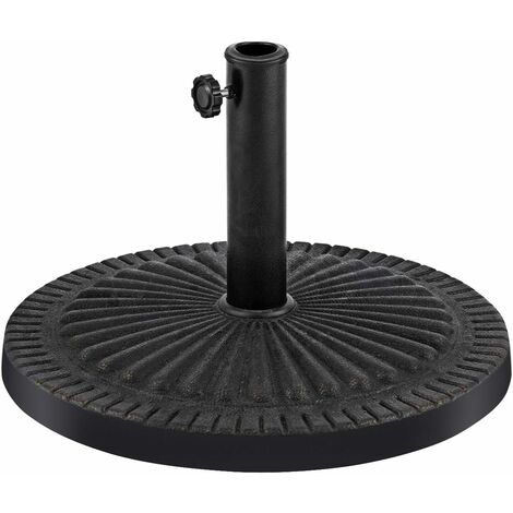 COSTWAY Pied de Parasol Beton φ49,5CM 15 KG, Pied de Parasol en Résine avec Bouton Rotatif, Résistant aux Intempéries, pour Poteaux de Parasol 35/48 mm (1/5)