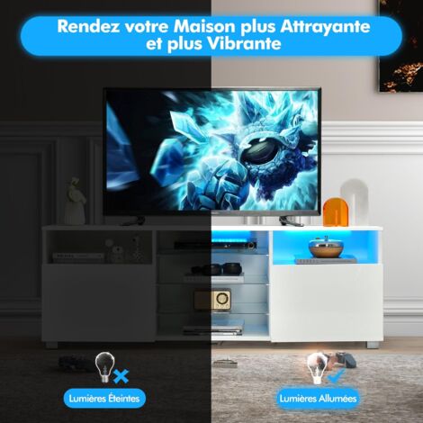 Meuble TV Avec Lumières LED Gris Brillant 140x40x35,5 Cm BEL