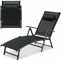 COSTWAY Chaise de Camping Pliante avec Repose-Pieds, Chaise de Pêche Inclinable avec Dossier