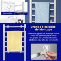 Sèche-serviettes Électrique 30-60°c Avec 10 Barres En Acier Inoxydable Sèche-serviettes Électrique 30-60°c Avec 10 Barres En Acier Inoxydable