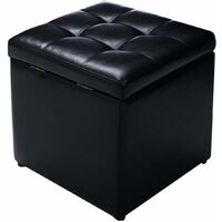 Costway – Tabouret repose-pied coffre de rangement – Cuir PU beige – Charge 150 kg – Dimensions 40 x 40 x 40 cm – Design moderne avec charnières métalliques