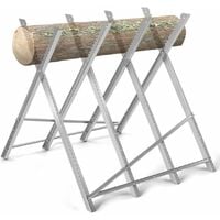 COSTWAY Chevalet de Sciage Pliable en Acier Charge 100KG, Tréteau Portable avec Dents de Scie à Encoches pour Découpe, Support de Coupe Tréteau de Sciage Léger, 83 x 83 x 79 cm