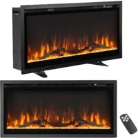 Costway – Cheminée électrique murale autoportante 91,5 cm – 9 couleurs de flamme – Chauffage 750W/1500W – Thermostat 18-28℃ – Télécommande incluse