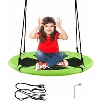 COSTWAY Balançoire Nid d'Oiseau Ronde Ø 100CM, Charge Maximal 150KG, Balançoire Extérieure pour Enfants et Adultes, Hauteur Réglable de 100 à 180CM (Vert)