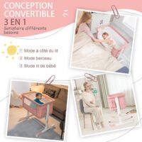 3 en 1 Lit Cododo Bébé avec Matelas & 5 Hauteur Réglable, Lit Bébé
