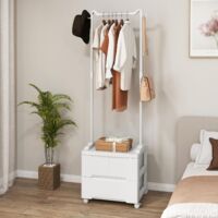 DODOBD Portant Vetement Solide Penderie Dressing Portant Avec Roulettes, Double Barre, Charge 120 Kg, Acier