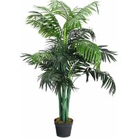 Costway – Plante verte artificielle palmier aréca 110 cm – Pot noir 16 cm – Décoration intérieure et extérieure sans entretien