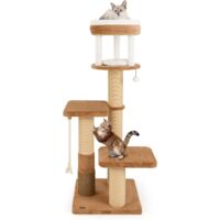 Costway – Arbre à chat XXL 164 cm – 4 plateformes rembourrées – 3 griffoirs en sisal – Coussins amovibles – Corde en sisal – Pompon interactif