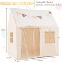 Tente De Jeu Enfant Ave Guirlandes étoiles + Sac De Transport, Chateau De Princesse Tente, Tipi