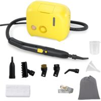 COSTWAY Nettoyeur Vapeur Portatif 1500W avec 11 Accessoires, Balai Vapeur Durée d'Utilisation Illimitée Réservoir d'Eau 1 L, Nettoyant Vapeur pour Sol Canapé Vitre Plancher Tapis Rideaux (Jaune)