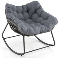 Costway – Fauteuil œuf surdimensionné en osier PE – Coussin épais amovible – Charge 150 kg – Dimensions 98 x 98 x 87 cm – Pour intérieur et extérieur