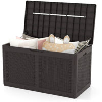 Costway – Coffre de jardin en résine PP 380 L – Banc de rangement étanche avec couvercle verrouillable – Supporte jusqu'à 200 kg – Roues intégrées