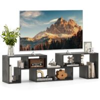 Meuble TV en 3 Pcs Modulaire, Meuble Télé Angle Extensible pour Télé 49 Pouces, Étagère Modulable pour Salon, Chambre, 135x30x43cm, Gris