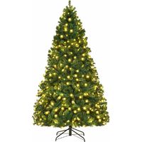 COSTWAY Sapin de Noël Artificiel Lumineux en PVC - 430 Ampoules LED - Lumière blanche chaude - Vert - H240 cm