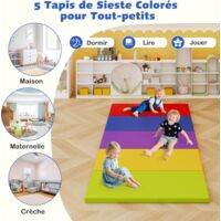 Lot De 5 Tapis De Sieste En Mousse Arc-en-ciel Pour Enfants – Housses Amovibles Simili Cuir