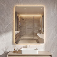 Miroir Salle de Bain avec Eclairage, Miroir Mural Rectangulaire Antibuée, 3 Couleurs de Lumière, Luminosité Réglable, Fonction Mémoire, 80 x 60 cm